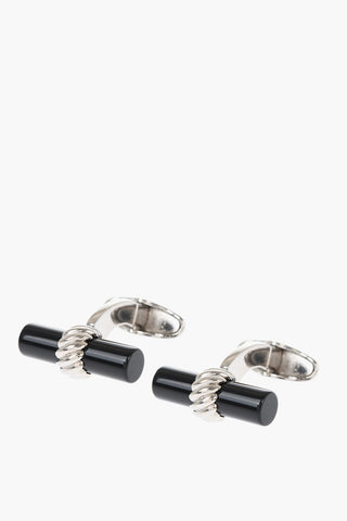 Brass Cufflinks With Onyx Details