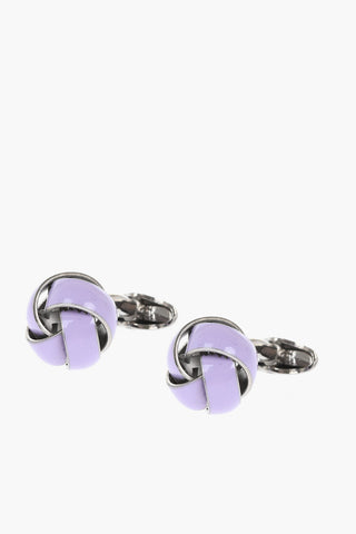Enameled Brass Cufflinks With Knot Motif