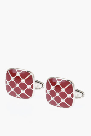 스와로브스키 장식의 에나멜 황동 커프스 버튼