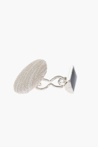 Silk-Embroidered Metal Cufflinks
