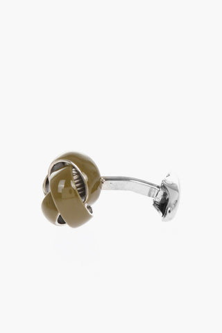 Enameled Brass Cufflinks With Knot Design