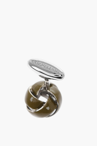 Enameled Brass Cufflinks With Knot Design