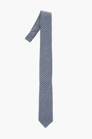 CC COLLECTION Geometric Patterned Linen Blend Tie