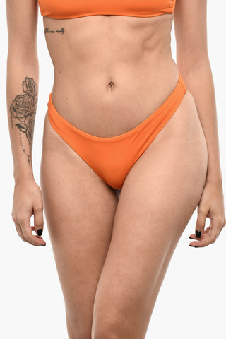Solid Color Bikini Bottom With Contrasting Logo