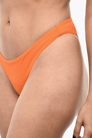 Solid Color Bikini Bottom With Contrasting Logo