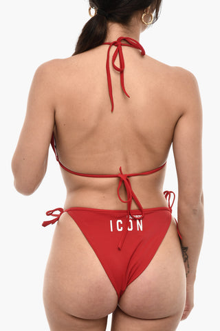 Top Bikini a Triangolo a Tinta Unita con Monogram
