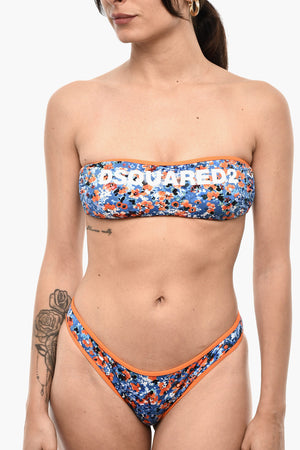 Top Bikini a Fascia a Motivo Floreale