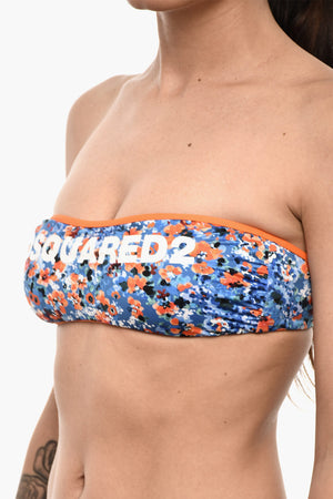 Top Bikini a Fascia a Motivo Floreale