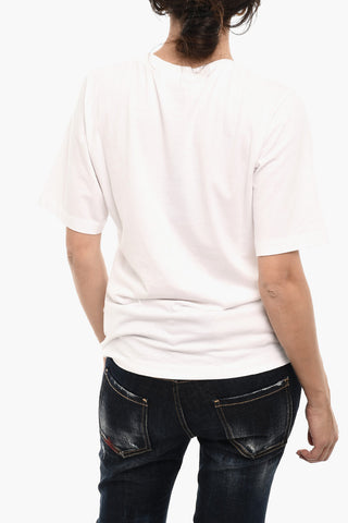 T-shirt Girocollo in Cotone Con Logo