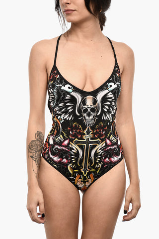 Costume da Bagno Intero Stampato con Schiena Scoperta