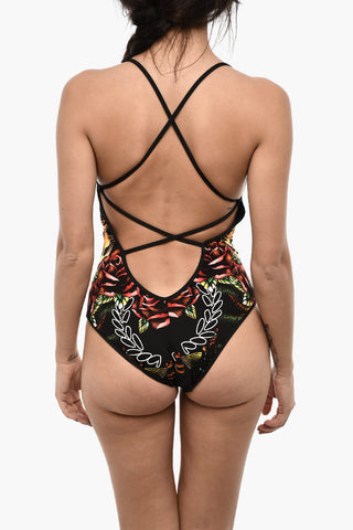 Costume da Bagno Intero Stampato con Schiena Scoperta