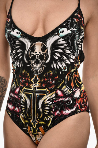 Costume da Bagno Intero Stampato con Schiena Scoperta