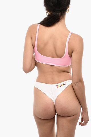 Top Bikini a Fascia In Cotone Stampato