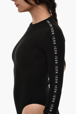 Top Underwear a Maniche Lunghe con Logo Laterale