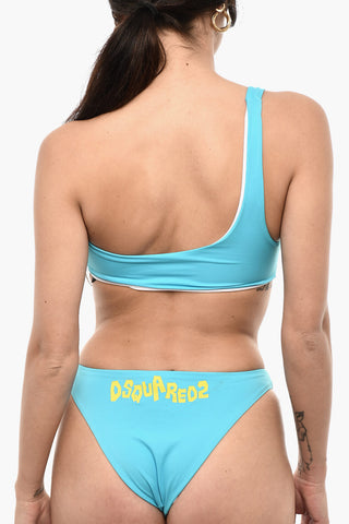 Top Bikini a Fascia Monospalla Con Logo Frontale