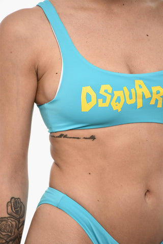 Top Bikini a Fascia Monospalla Con Logo Frontale
