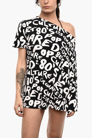 All-Over Logo Two-Tone Mini Beach Cover-up Dress