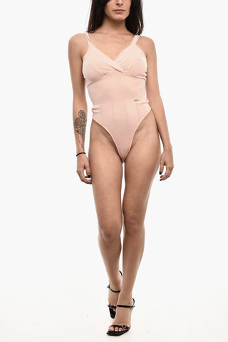 Durchbrochener Body Aus Wolle Mit V-Ausschnitt Und Ripp-Details