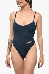 One-Piece Swimsuit with Wave Pattern