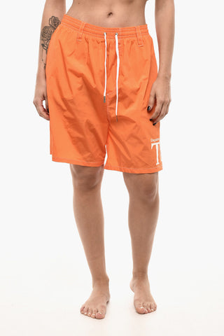 Costume Da Bagno Boxer Con Coulisse E Stampa Logo