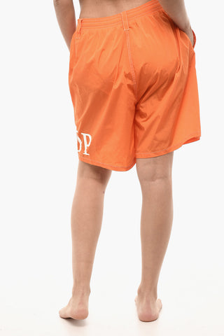 Costume Da Bagno Boxer Con Coulisse E Stampa Logo