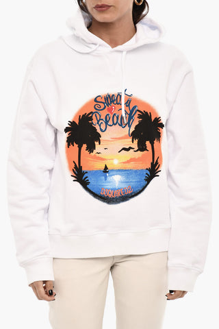 Felpa In Cotone Hoodie Stampata