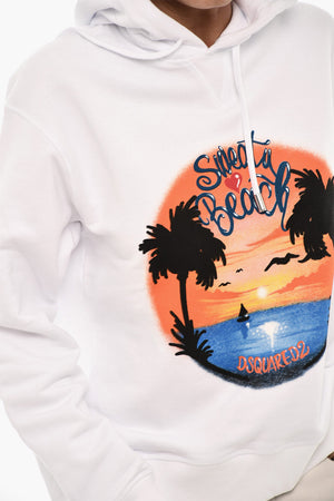 Felpa In Cotone Hoodie Stampata