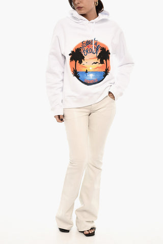 Felpa In Cotone Hoodie Stampata