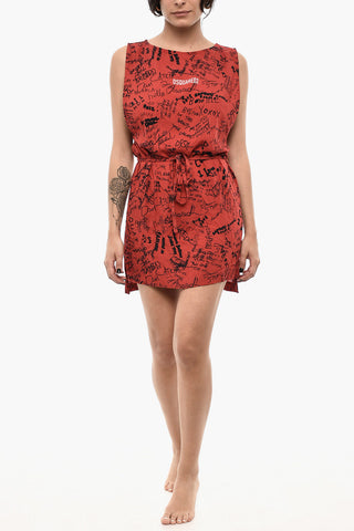 All-Over printed Mini Beach Cover-up Dress