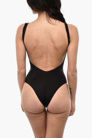 Nylon One-Piece Swimsuit with Contrasting Side Monogram