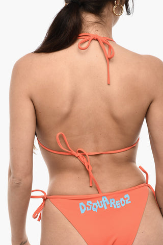 Top Bikini a Triangolo a Tinta Unita con Monogram