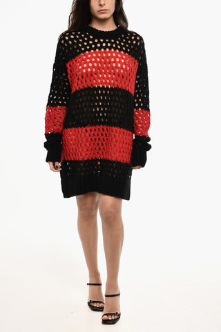 Openwork Knitted Striped Maxi Dress