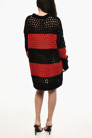Openwork Knitted Striped Maxi Dress