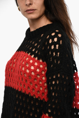 Openwork Knitted Striped Maxi Dress