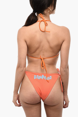 Top Bikini In Velour Con Stampa Logo