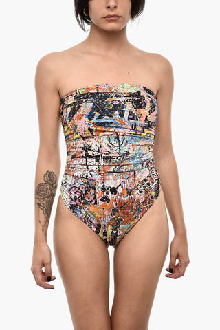 Strapless Printed One Piece Swimsuit