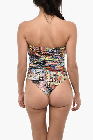 Strapless Printed One Piece Swimsuit