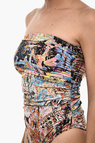 Strapless Printed One Piece Swimsuit