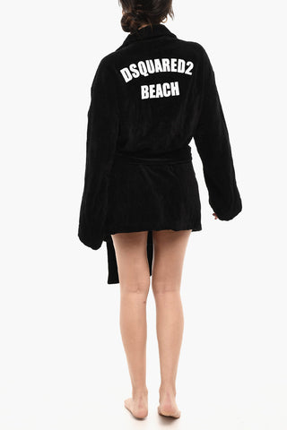 Accappatoio Beach in Cotone Spugnato Con Ricamo