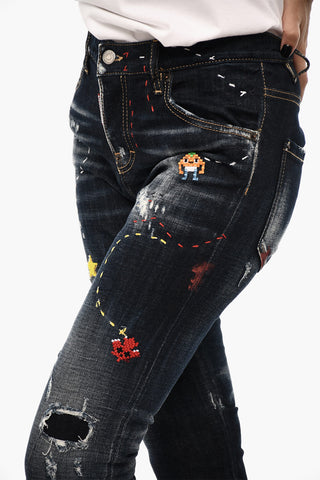 Jeans Regular Fit Distressed a Vita Regolare