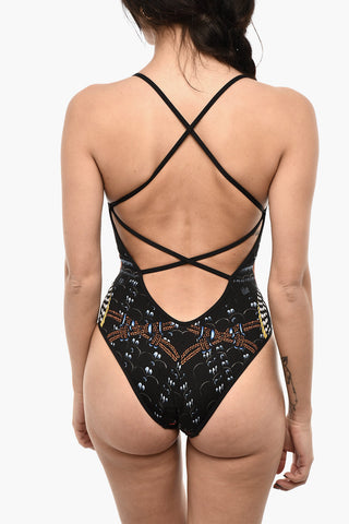 Printed One-Piece Swimsuit with Open Back