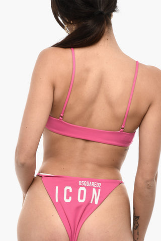 Nylon Bandeau Bikini Top with Contrasting Logo