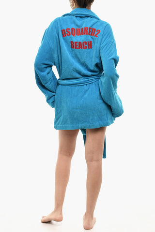 Accappatoio Beach in Cotone Spugnato Con Ricamo