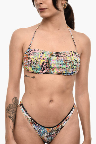 Top Bikini a Fascia Stampato All-Over