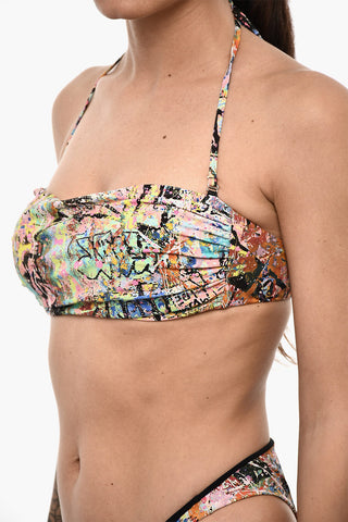 Top Bikini a Fascia Stampato All-Over