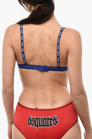 Reggiseno ICON A Balconcino in Pizzo con Logo All-Over