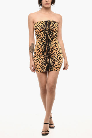 Strapless Animal Motif Mini Bodycon Dress