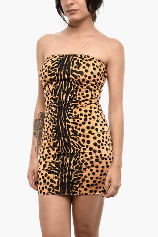 Strapless Animal Motif Mini Bodycon Dress