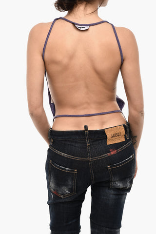Tank Top In Cotone con Stampa Frontale Aperto Dietro
