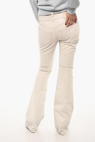 Pantaloni in Pelle Boot Cut a Vita Media